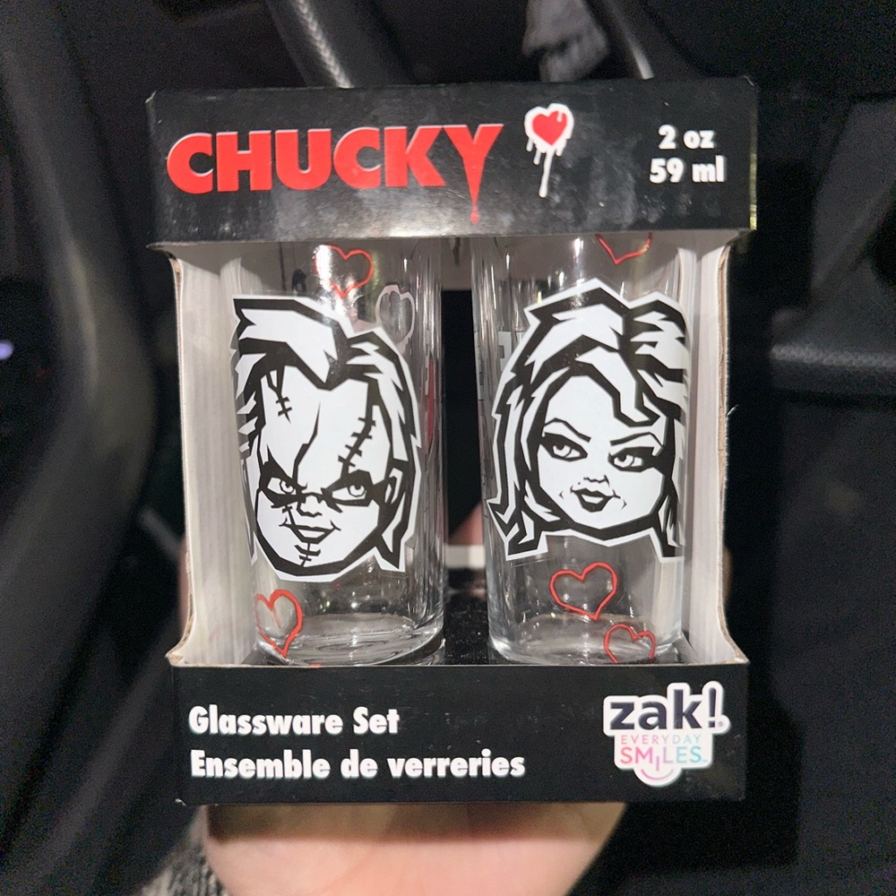 Chucky and Tiffany Shot Glasses